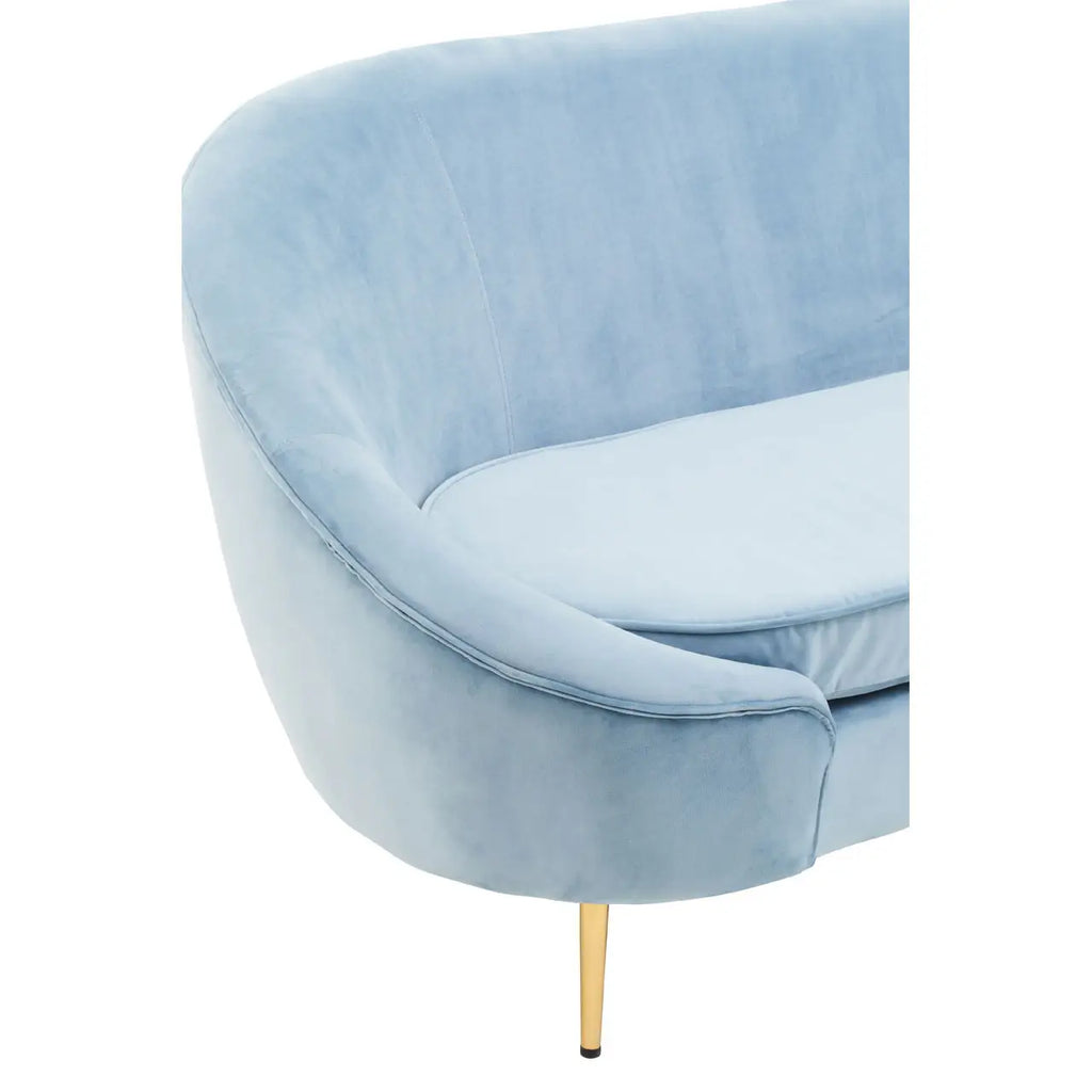 REGINA STUDIO Bluebell Aqua Blue Velvet 3-Seater Sofa with Stainless Steel Frame, 238 cm - Regina Luxury Interiors