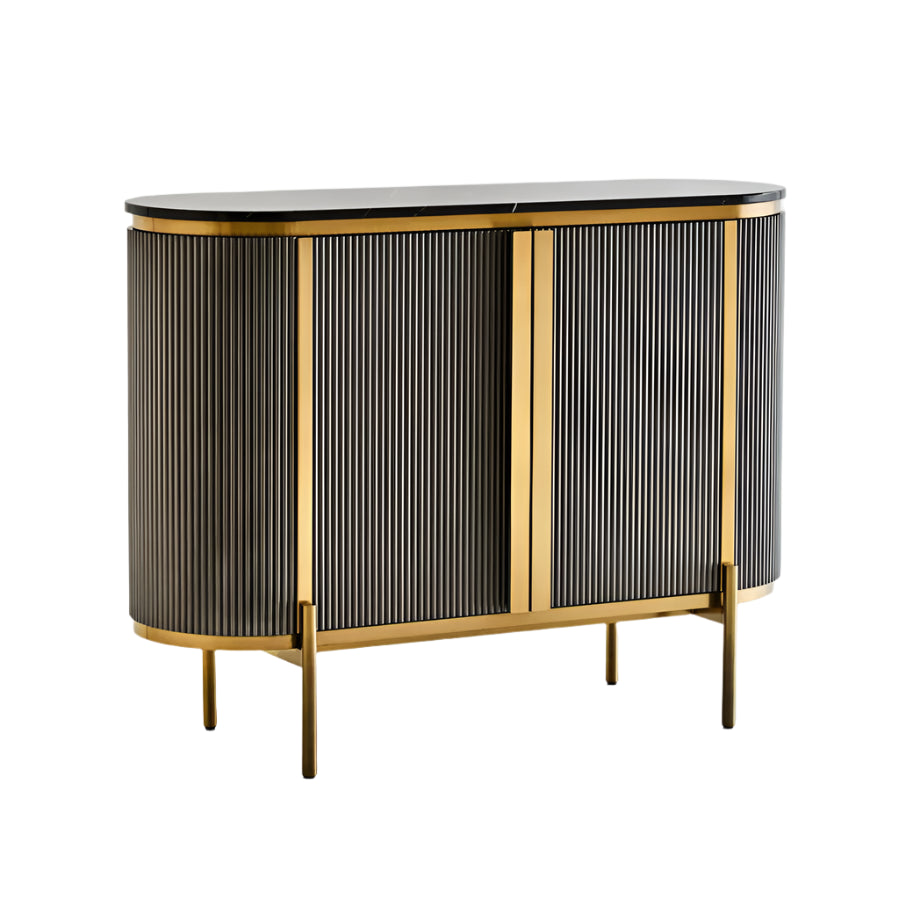 REGINA STUDIO Gatsby Grey 2-Door Sideboard with Black Marble Top, 120 x 40 cm - Regina Luxury Interiors