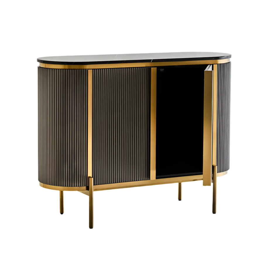 REGINA STUDIO Gatsby Grey 2-Door Sideboard with Black Marble Top, 120 x 40 cm - Regina Luxury Interiors