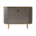 REGINA STUDIO Gatsby Grey 2-Door Sideboard with Black Marble Top, 120 x 40 cm - Regina Luxury Interiors