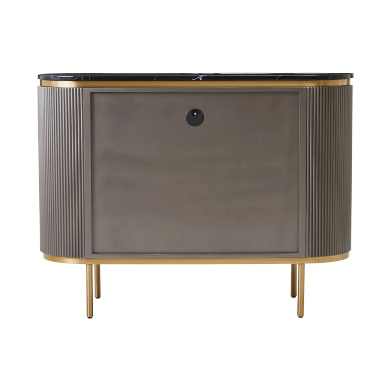 REGINA STUDIO Gatsby Grey 2-Door Sideboard with Black Marble Top, 120 x 40 cm - Regina Luxury Interiors