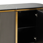 REGINA STUDIO Gatsby Grey 2-Door Sideboard with Black Marble Top, 120 x 40 cm - Regina Luxury Interiors