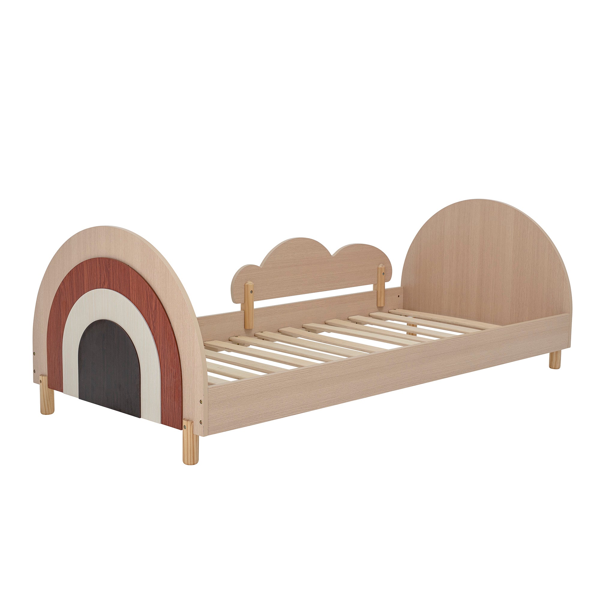 BLOOMINGVILLE MINI, Charli Toddler & Child Bed, Brown, Rainbow Motif and Side Support, 204 x 70 x 94 cm - Regina Luxury Interiors