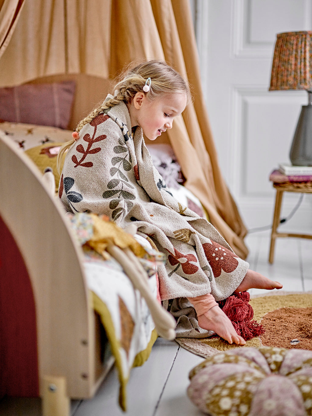 BLOOMINGVILLE MINI, Charli Toddler & Child Bed, Brown, Rainbow Motif and Side Support, 204 x 70 x 94 cm - Regina Luxury Interiors