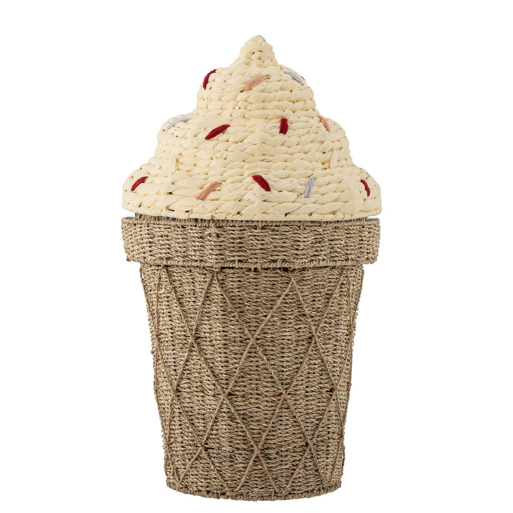 BLOOMINGVILLE MINI Cillie Basket With Lid in Water Hyacinth and Seagrass Natural Fibres, 72 x 40 cm - Regina Luxury Interiors