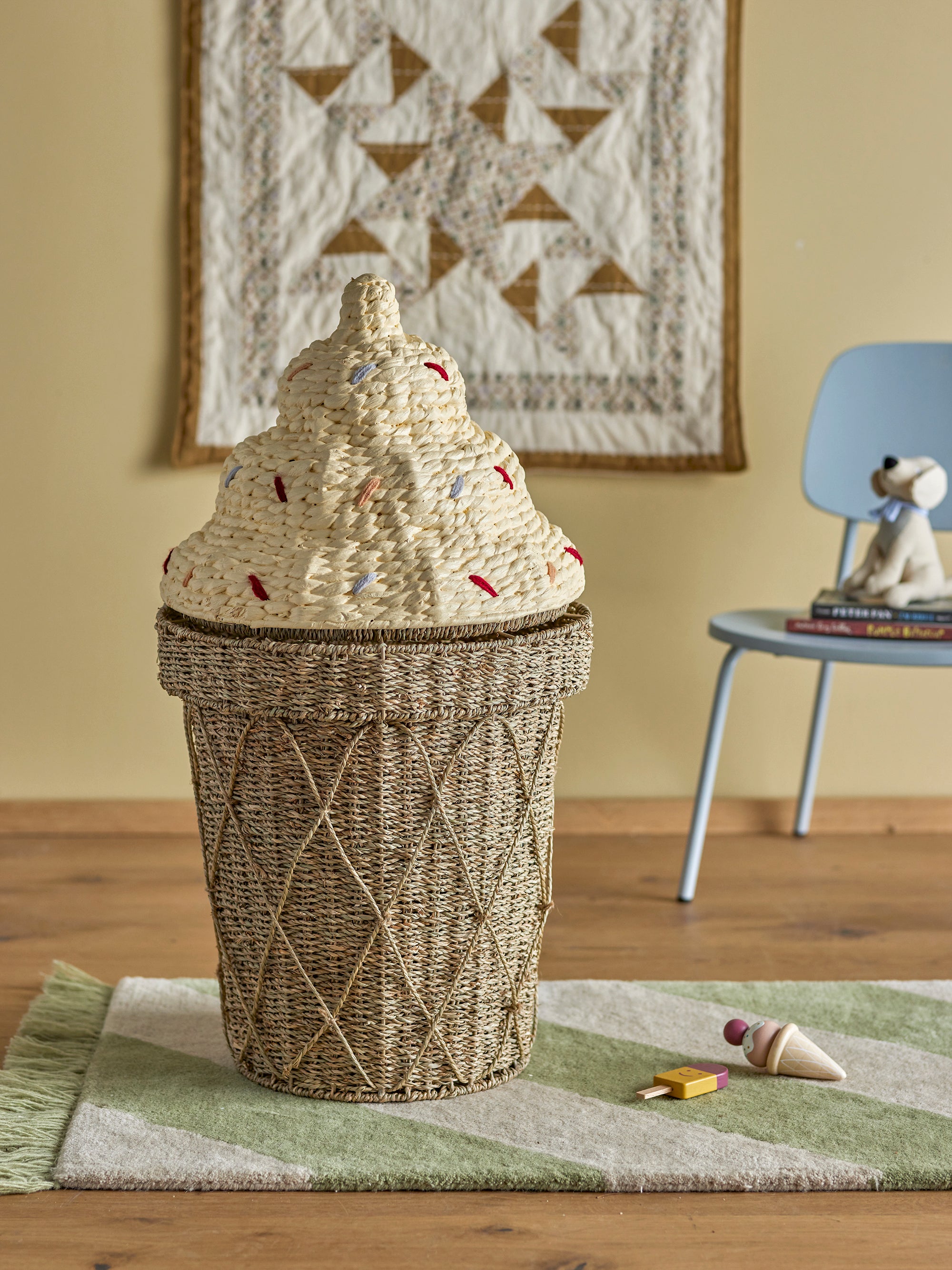 BLOOMINGVILLE MINI Cillie Basket With Lid in Water Hyacinth and Seagrass Natural Fibres, 72 x 40 cm - Regina Luxury Interiors
