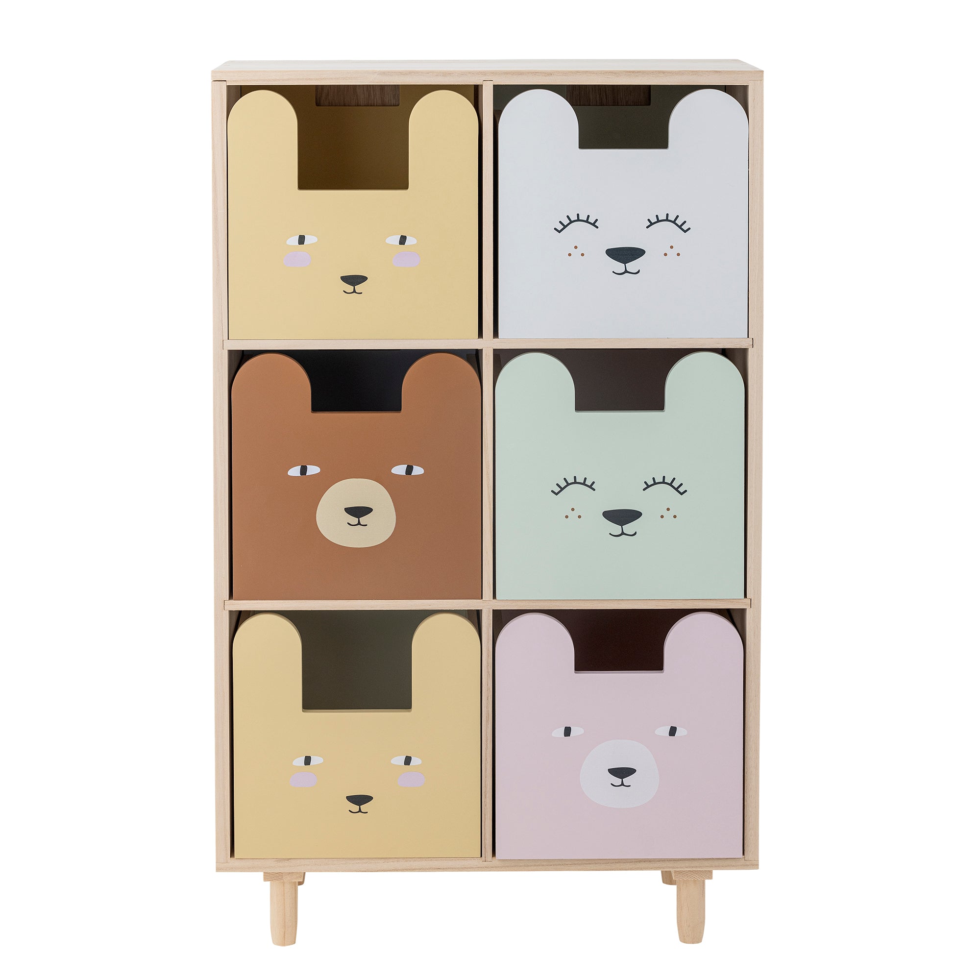 BLOOMINGVILLE MINI Calle Bookcase with 6 Drawers in Paulownia and Pine Wood, 55 x 88,5 x 25,5 cm - Regina Luxury Interiors