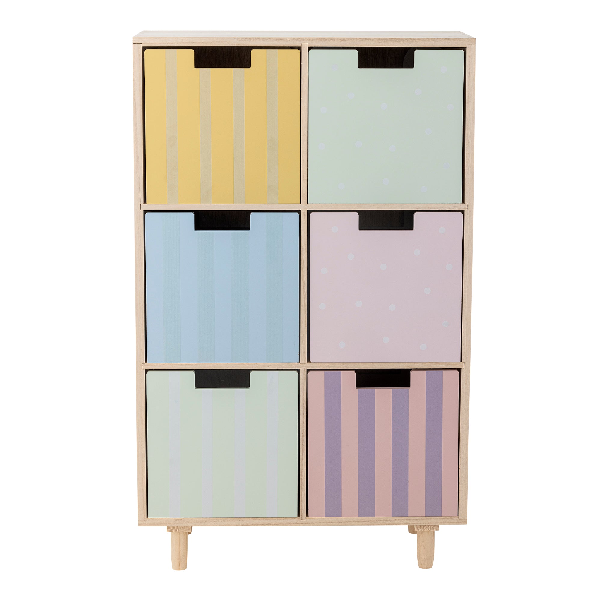 BLOOMINGVILLE MINI Calle Bookcase with 6 Drawers in Paulownia and Pine Wood, 55 x 88,5 x 25,5 cm - Regina Luxury Interiors