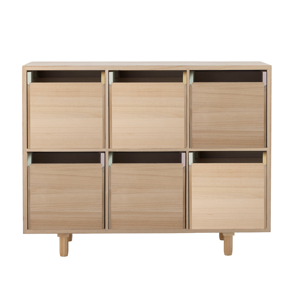 BLOOMINGVILLE MINI Calle Bookcase with 6 Drawers in Paulownia and Pine Wood, 55 x 88,5 x 25,5 cm - Regina Luxury Interiors