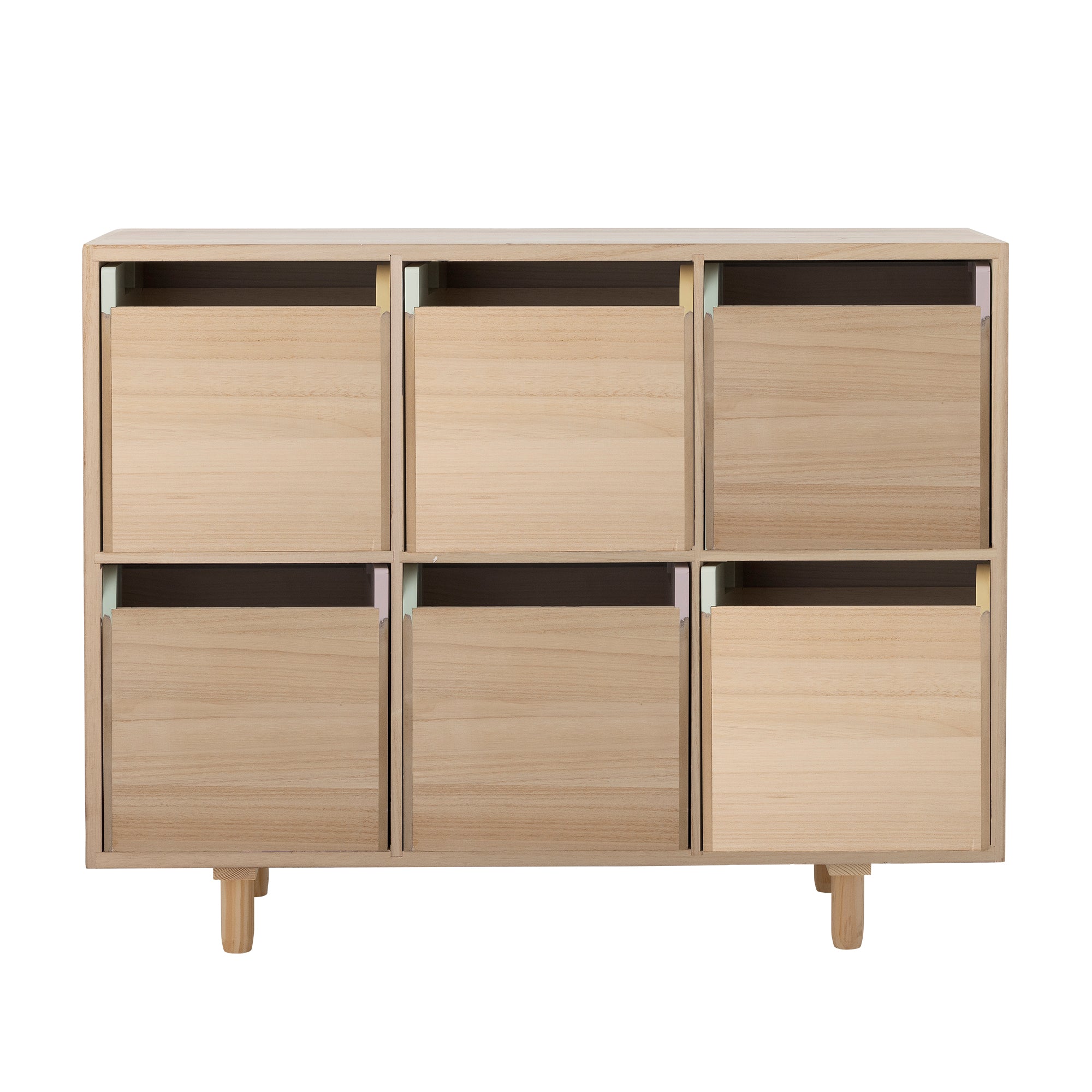 BLOOMINGVILLE MINI Calle Bookcase with 6 Drawers in Paulownia and Pine Wood, 55 x 88,5 x 25,5 cm - Regina Luxury Interiors