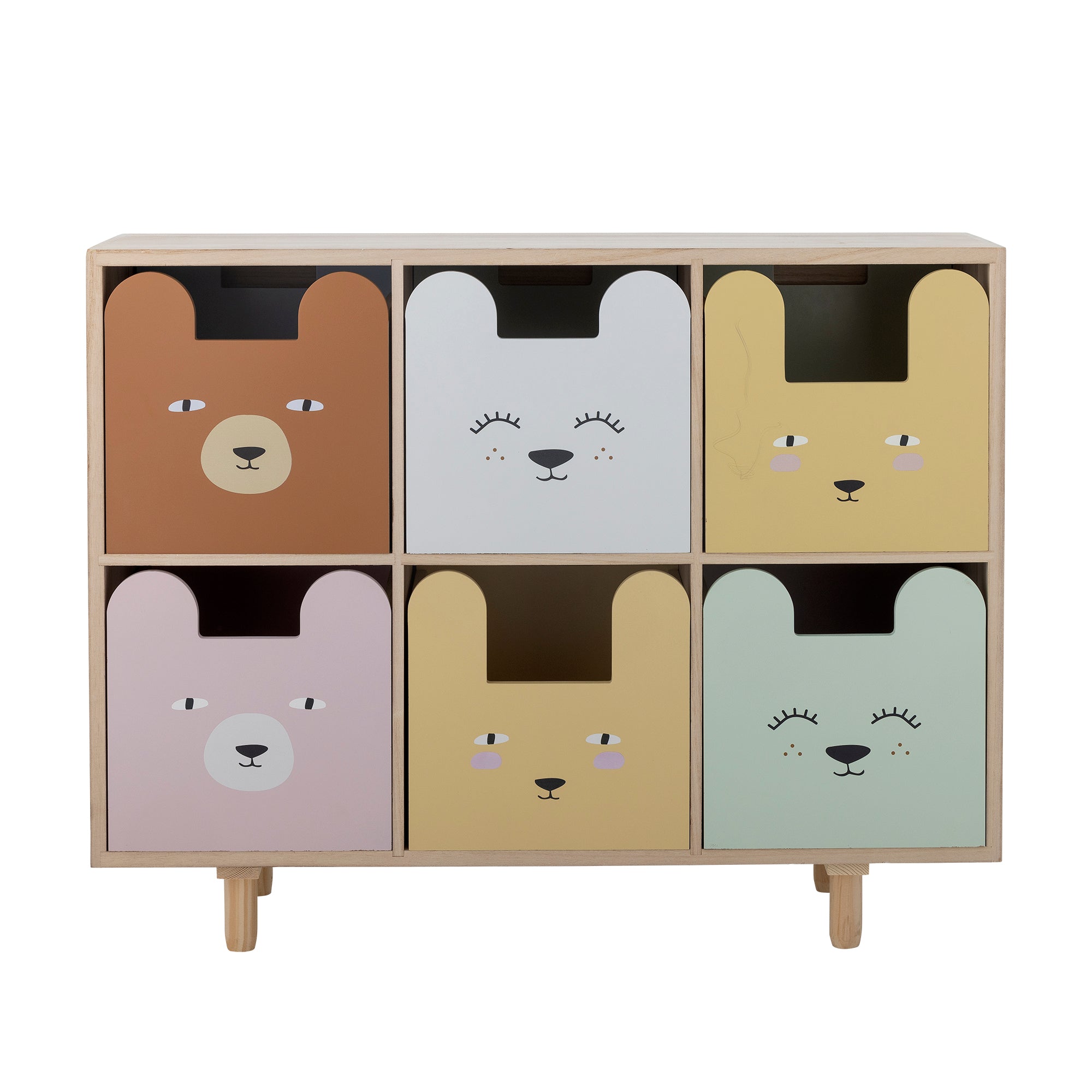 BLOOMINGVILLE MINI Calle Bookcase with 6 Drawers in Paulownia and Pine Wood, 55 x 88,5 x 25,5 cm - Regina Luxury Interiors