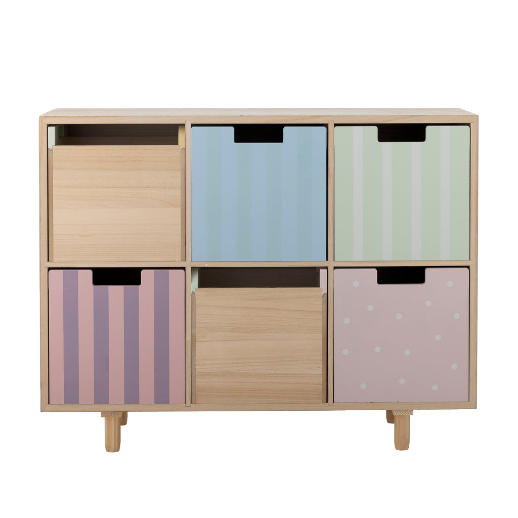 BLOOMINGVILLE MINI Calle Bookcase with 6 Drawers in Paulownia and Pine Wood, 55 x 88,5 x 25,5 cm - Regina Luxury Interiors