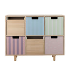 BLOOMINGVILLE MINI Calle Bookcase with 6 Drawers in Paulownia and Pine Wood, 55 x 88,5 x 25,5 cm - Regina Luxury Interiors