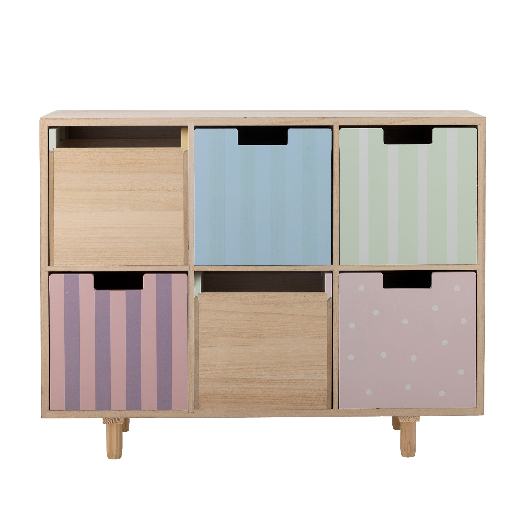 BLOOMINGVILLE MINI Calle Bookcase with 6 Drawers in Paulownia and Pine Wood, 55 x 88,5 x 25,5 cm - Regina Luxury Interiors