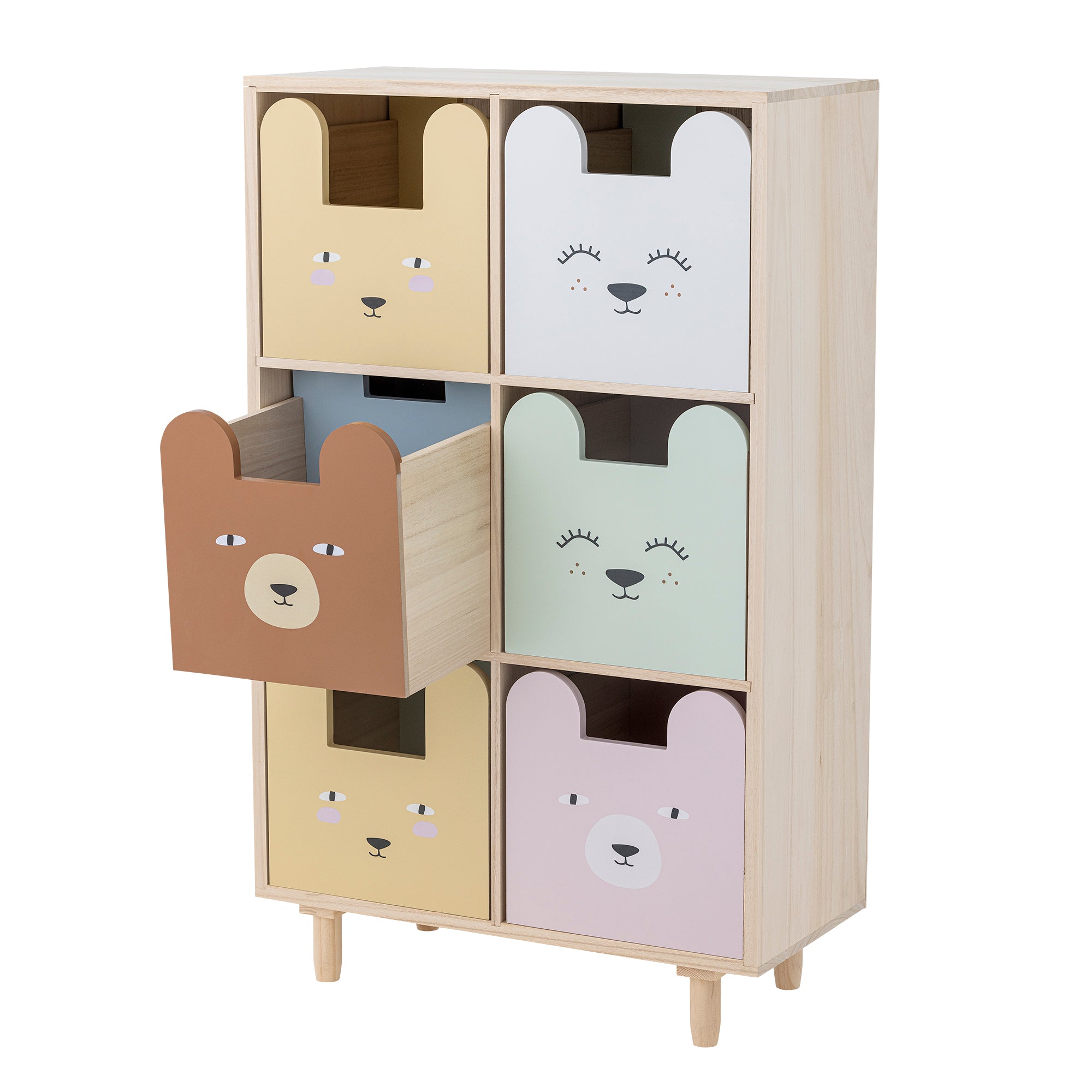 BLOOMINGVILLE MINI Calle Bookcase with 6 Drawers in Paulownia and Pine Wood, 55 x 88,5 x 25,5 cm - Regina Luxury Interiors