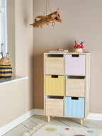 BLOOMINGVILLE MINI Calle Bookcase with 6 Drawers in Paulownia and Pine Wood, 55 x 88,5 x 25,5 cm - Regina Luxury Interiors