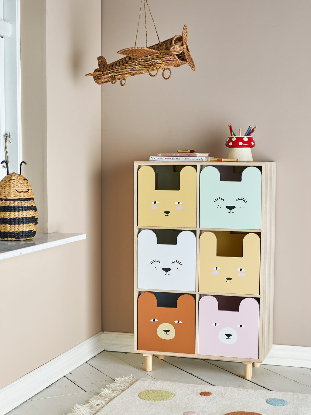 BLOOMINGVILLE MINI Calle Bookcase with 6 Drawers in Paulownia and Pine Wood, 55 x 88,5 x 25,5 cm - Regina Luxury Interiors