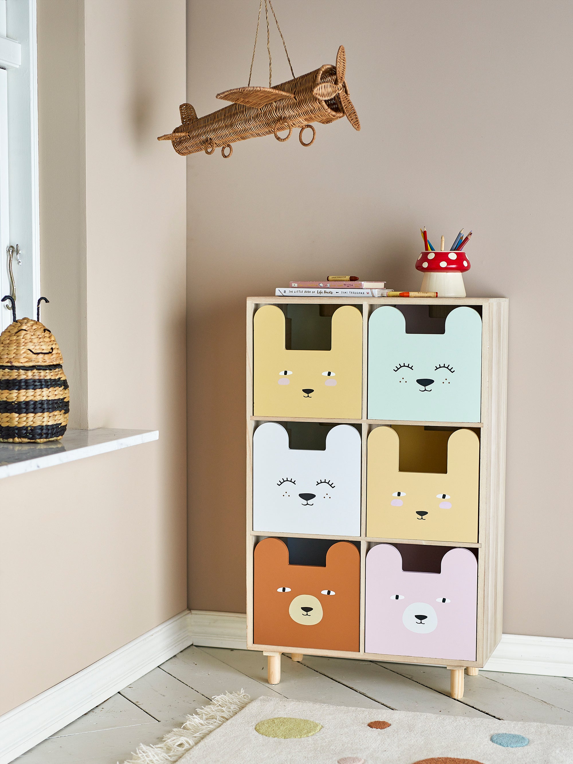 BLOOMINGVILLE MINI Calle Bookcase with 6 Drawers in Paulownia and Pine Wood, 55 x 88,5 x 25,5 cm - Regina Luxury Interiors