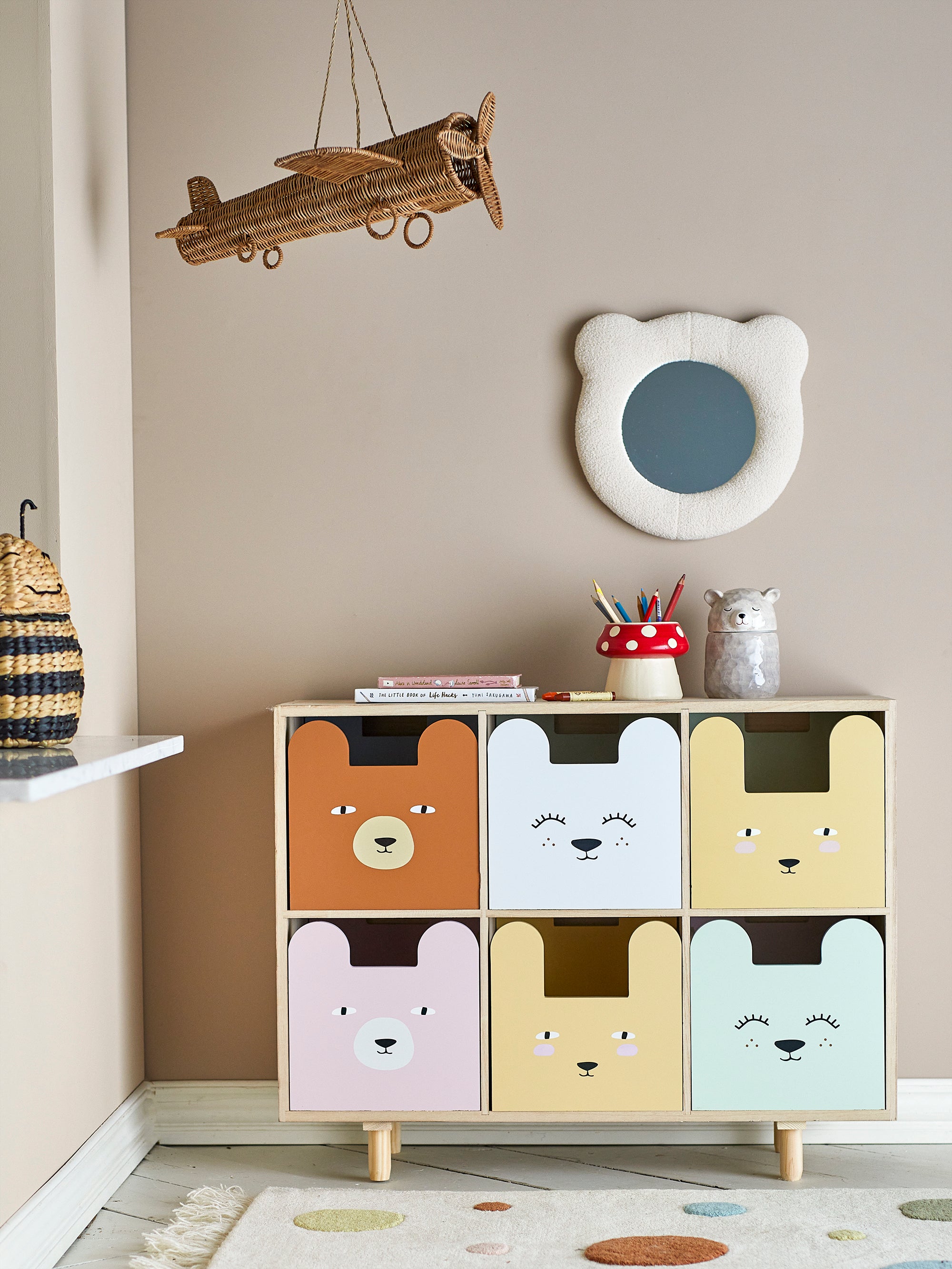 BLOOMINGVILLE MINI Calle Bookcase with 6 Drawers in Paulownia and Pine Wood, 55 x 88,5 x 25,5 cm - Regina Luxury Interiors
