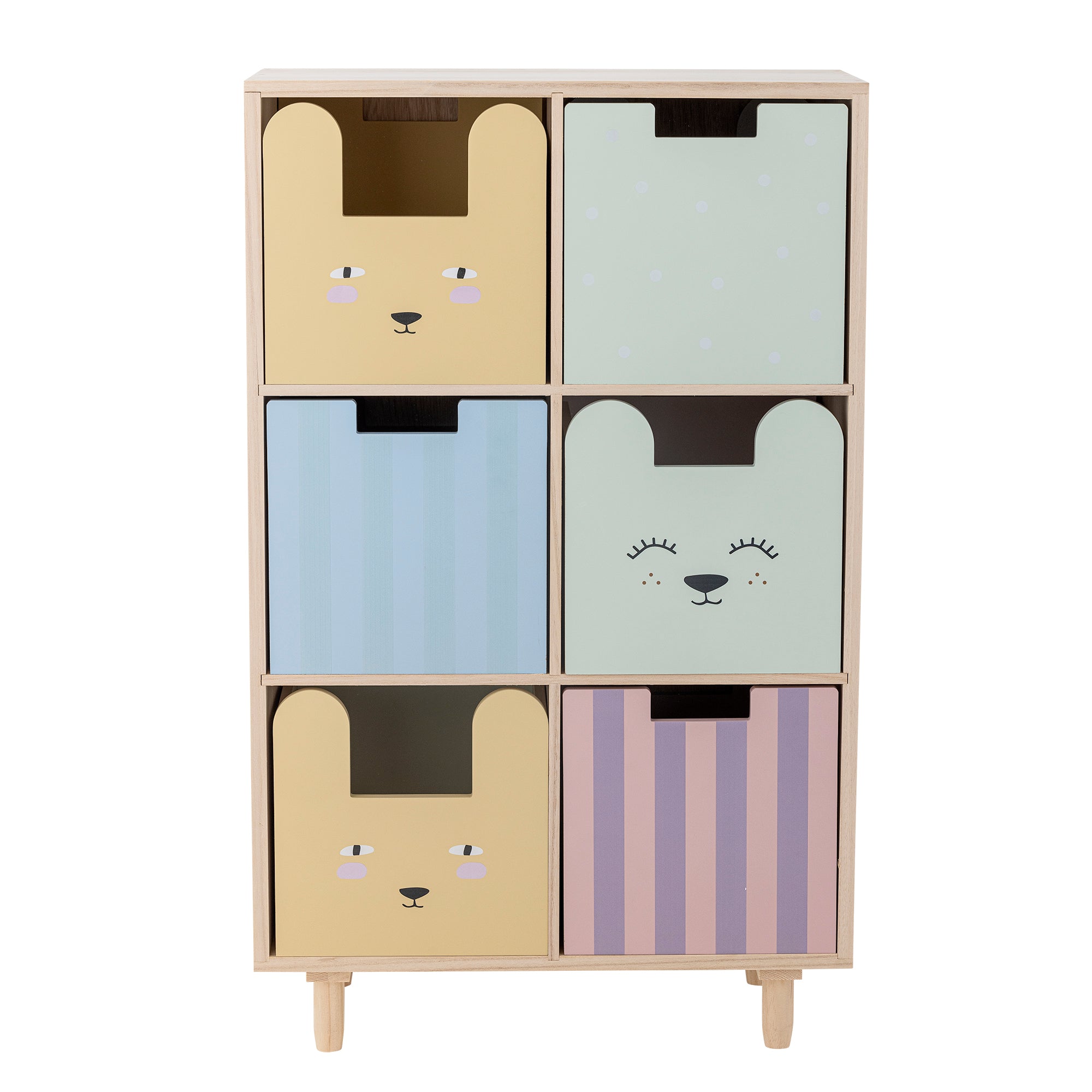 BLOOMINGVILLE MINI Calle Bookcase with 6 Drawers in Paulownia and Pine Wood, 55 x 88,5 x 25,5 cm - Regina Luxury Interiors