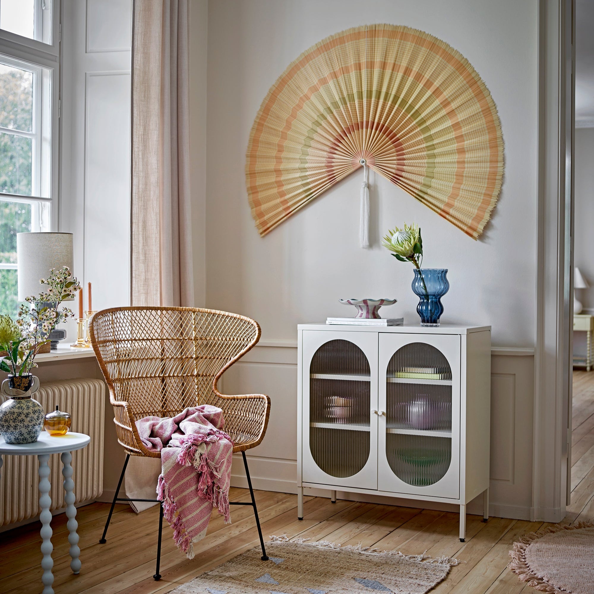 BLOOMINGVILLE Jaime Large Wall Bamboo Decorative Statement Fan in Warm Tones, 160 x 80 cm - Regina Luxury Interiors