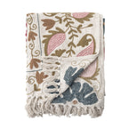 BLOOMINGVILLE Embroidered Ceva Vintage Style Throw, 100% Cotton, 150 x 130 cm - Regina Luxury Interiors