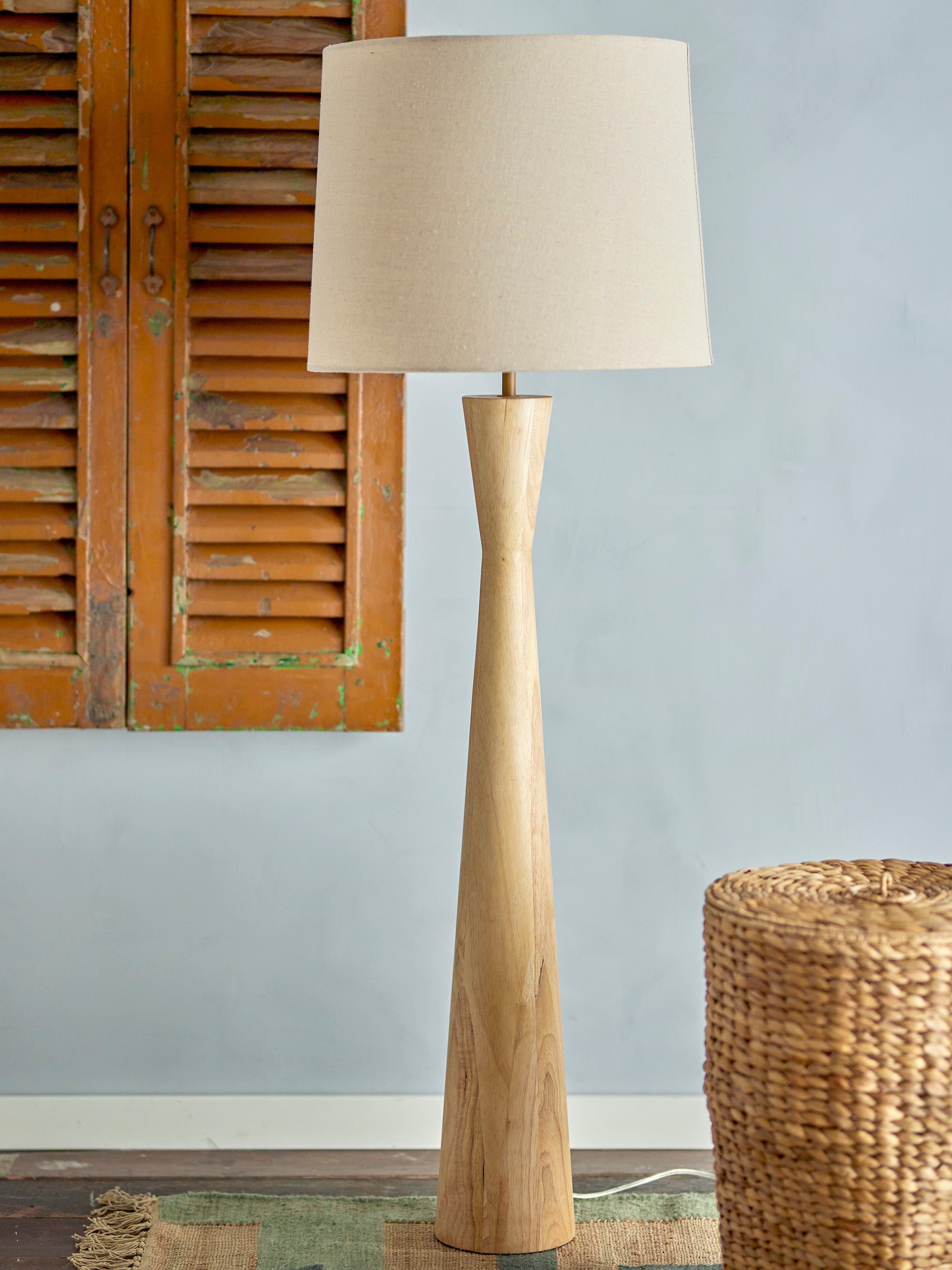 CREATIVE COLLECTION BY BLOOMINGVILLE Leonor Floor Lamp in Rubberwood, H 130cm - Regina Luxury Interiors