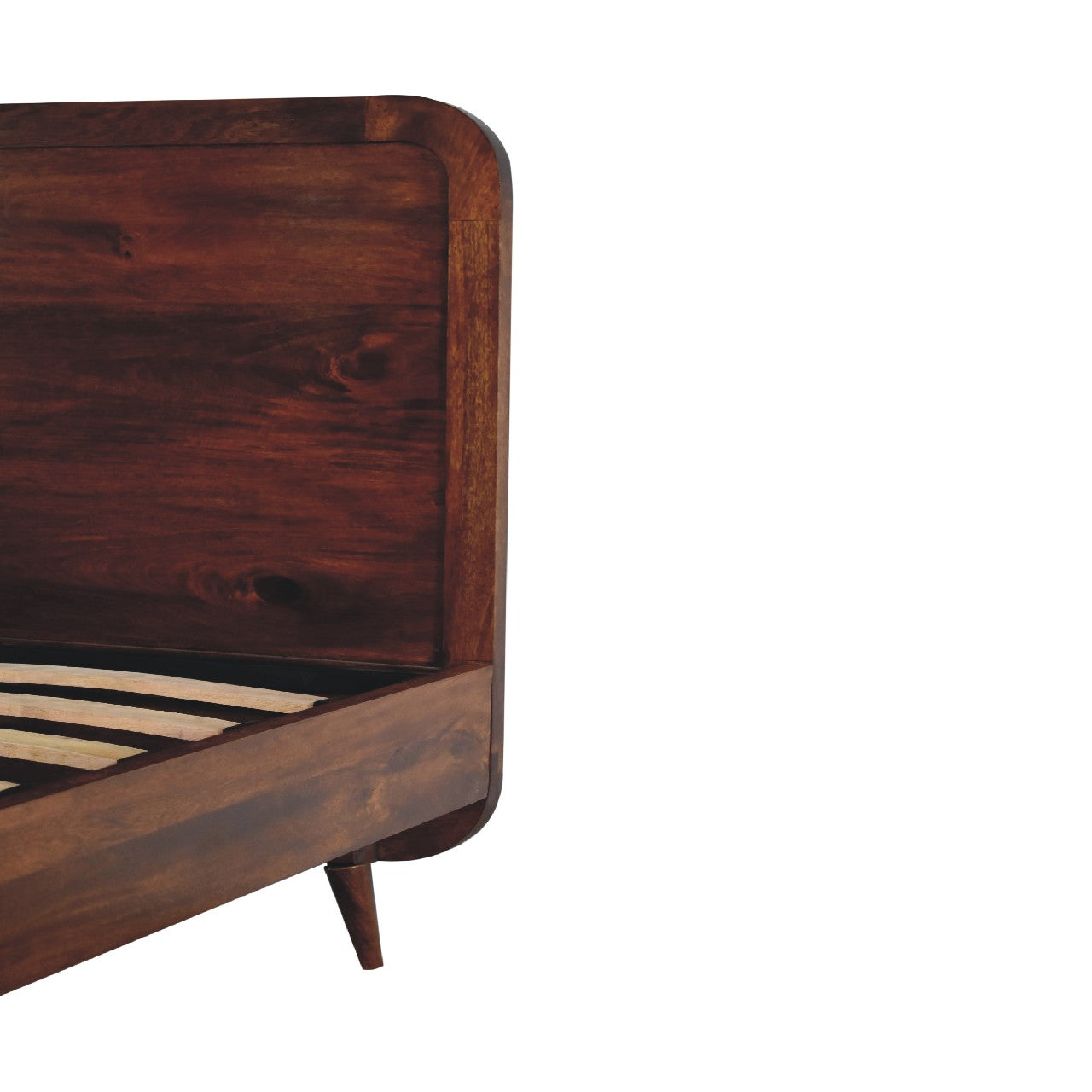 ARTISAN FURNITURE Curved Chestnut DOUBLE Bed in Solid Mango Wood, B-Corp Certified, 145x198 cm