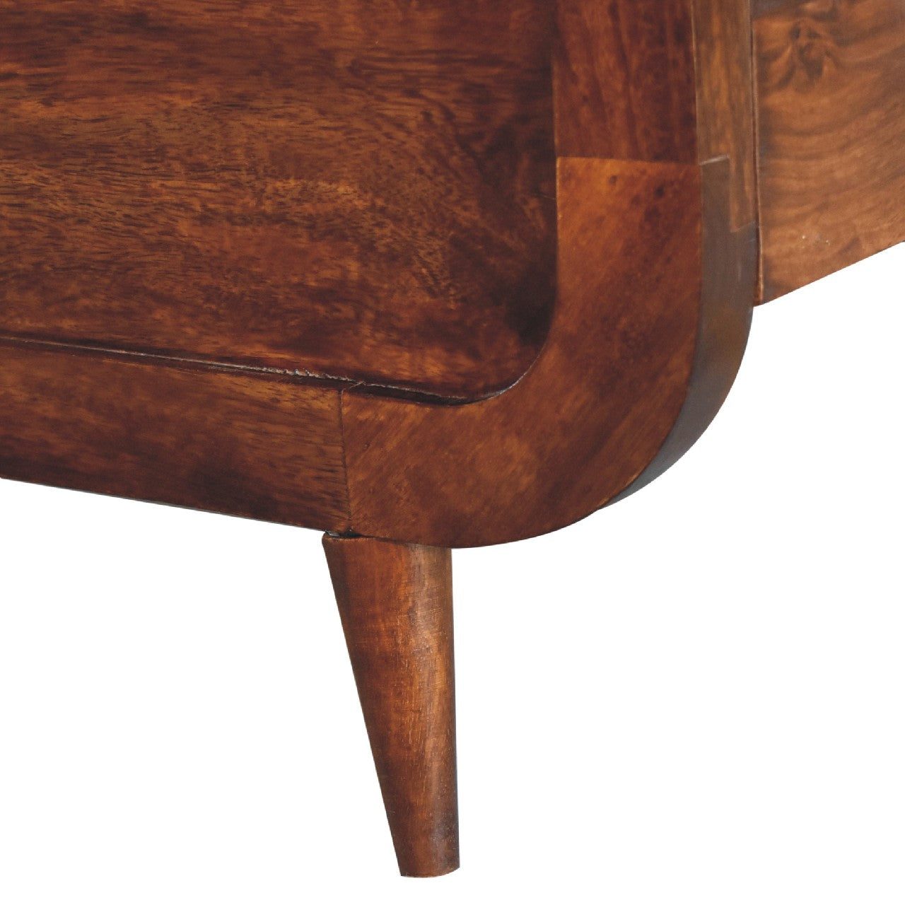 ARTISAN FURNITURE Curved Chestnut DOUBLE Bed in Solid Mango Wood, B-Corp Certified, 145x198 cm