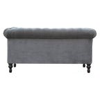 ARTISAN FURNITURE Grey Chesterfield Handcrafted 2-Seater Sofa | Velvet and Mango Wood