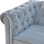 ARTISAN FURNITURE Grey Chesterfield Handcrafted 2-Seater Sofa | Velvet and Mango Wood