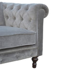 ARTISAN FURNITURE Grey Chesterfield Handcrafted 2-Seater Sofa | Velvet and Mango Wood