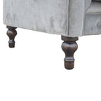 ARTISAN FURNITURE Grey Chesterfield Handcrafted 2-Seater Sofa | Velvet and Mango Wood