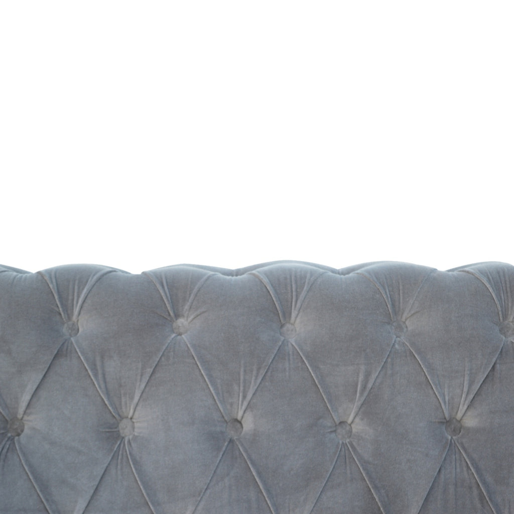ARTISAN FURNITURE Grey Chesterfield Handcrafted 2-Seater Sofa | Velvet and Mango Wood