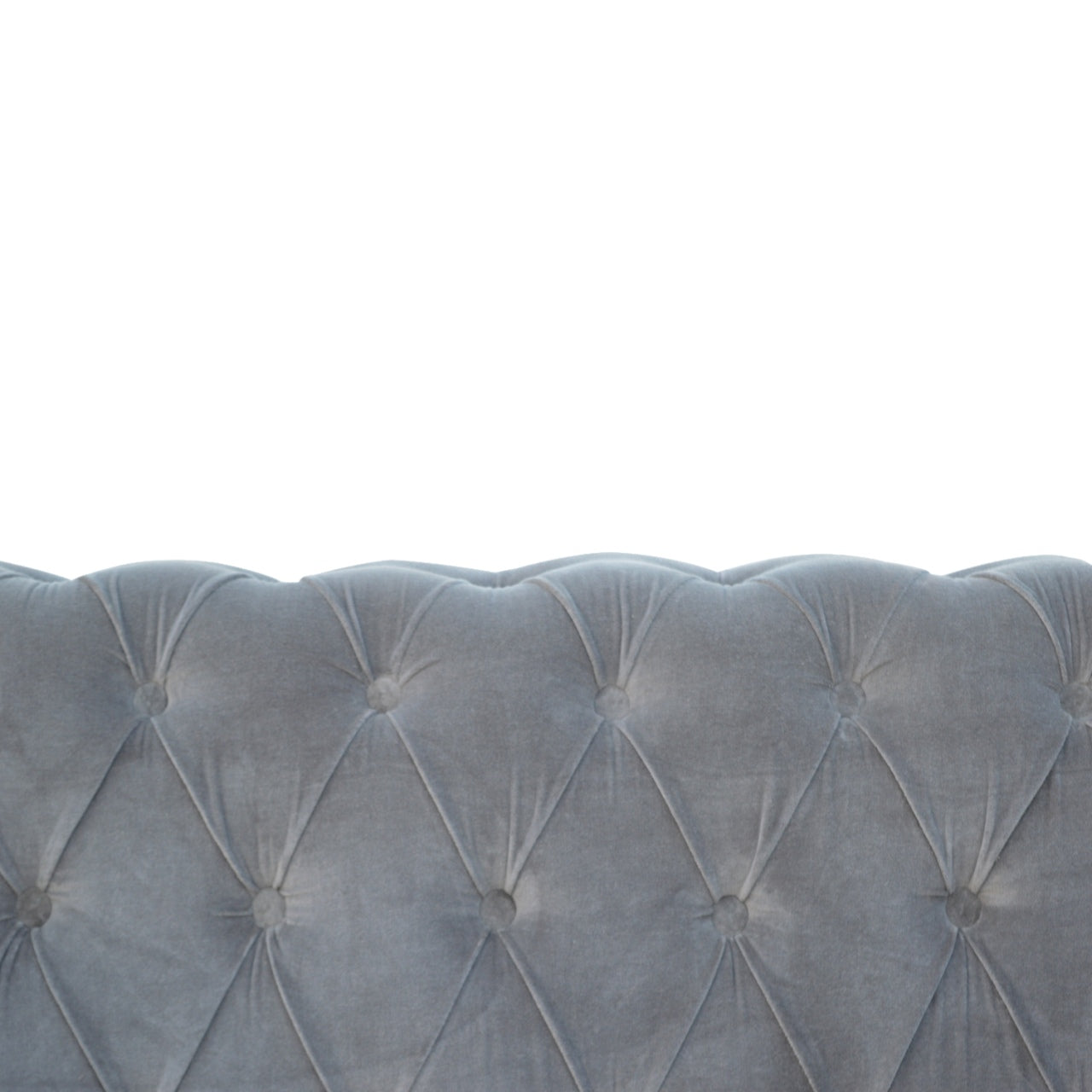ARTISAN FURNITURE Grey Chesterfield Handcrafted 2-Seater Sofa | Velvet and Mango Wood