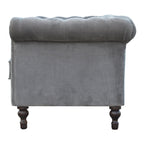 ARTISAN FURNITURE Grey Chesterfield Handcrafted 2-Seater Sofa | Velvet and Mango Wood