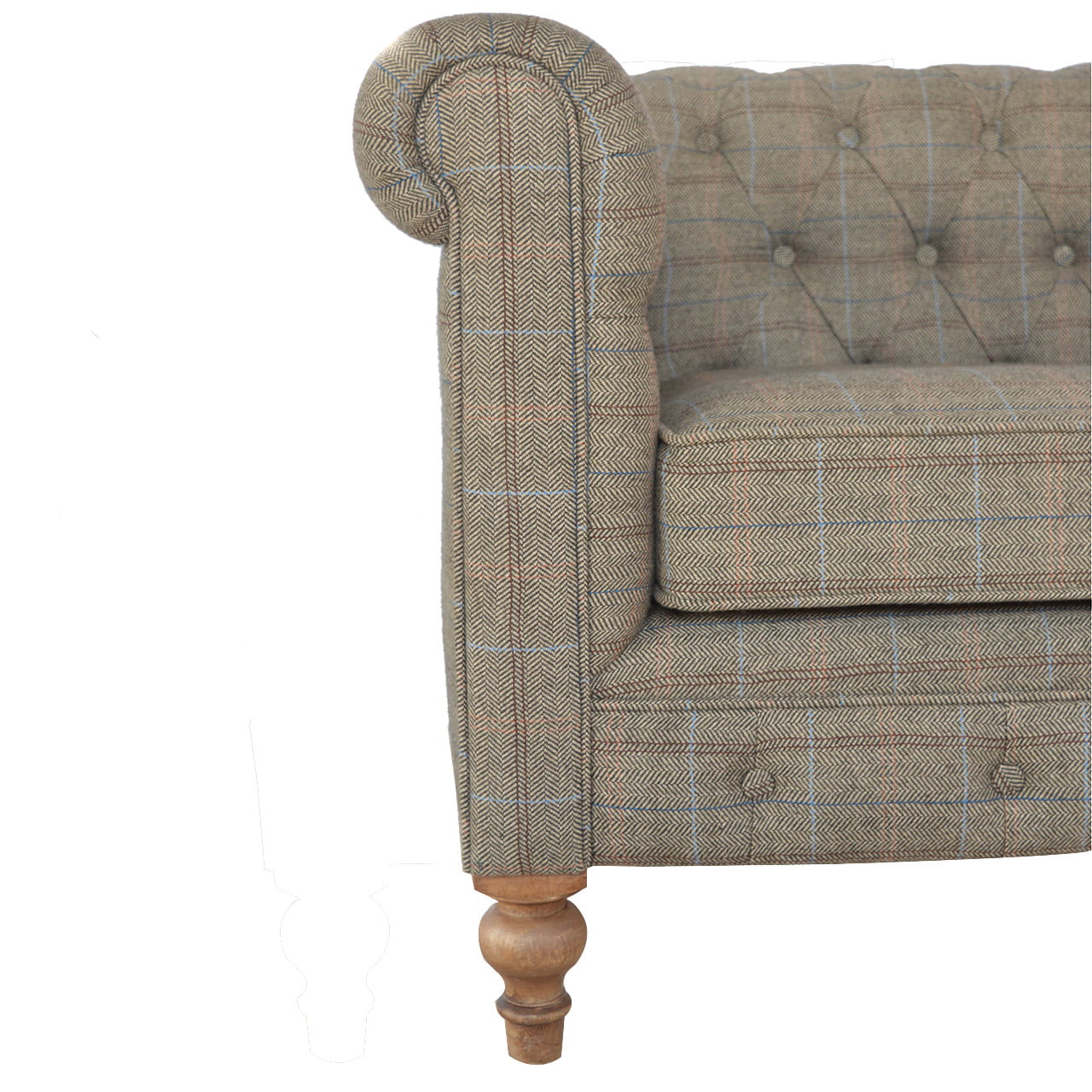 ARTISAN FURNITURE Multi Tweed 2-Seater Chesterfield Sofa in Solid Mango Wood, B-Corp Certified