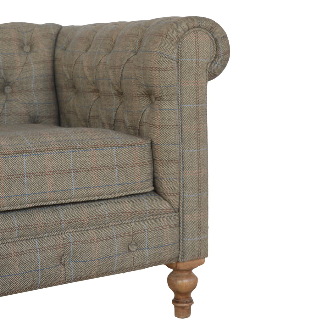 ARTISAN FURNITURE Multi Tweed 2-Seater Chesterfield Sofa in Solid Mango Wood, B-Corp Certified