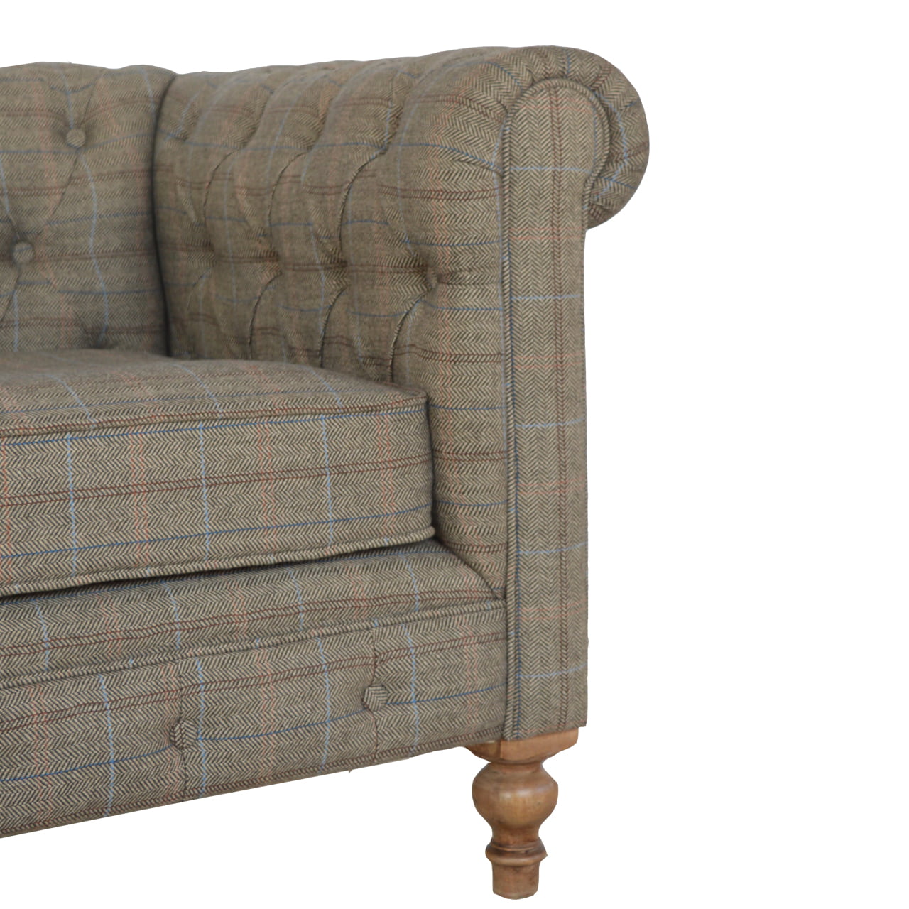 ARTISAN FURNITURE Multi Tweed 2-Seater Chesterfield Sofa in Solid Mango Wood, B-Corp Certified