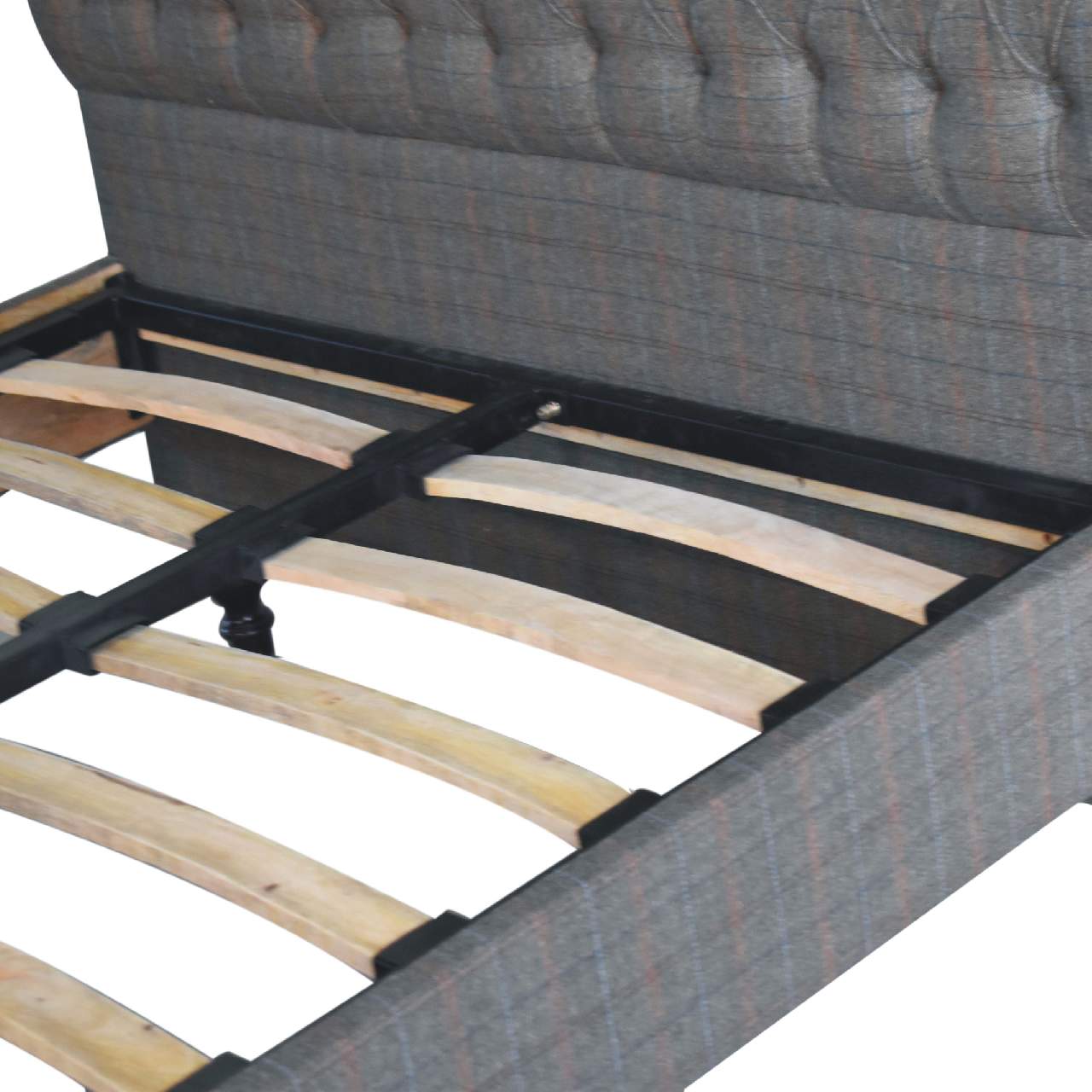 ARTISAN FURNITURE Multi Tweed DOUBLE Bed in Solid Mango Wood, B-Corp Certified, 150x220 cm