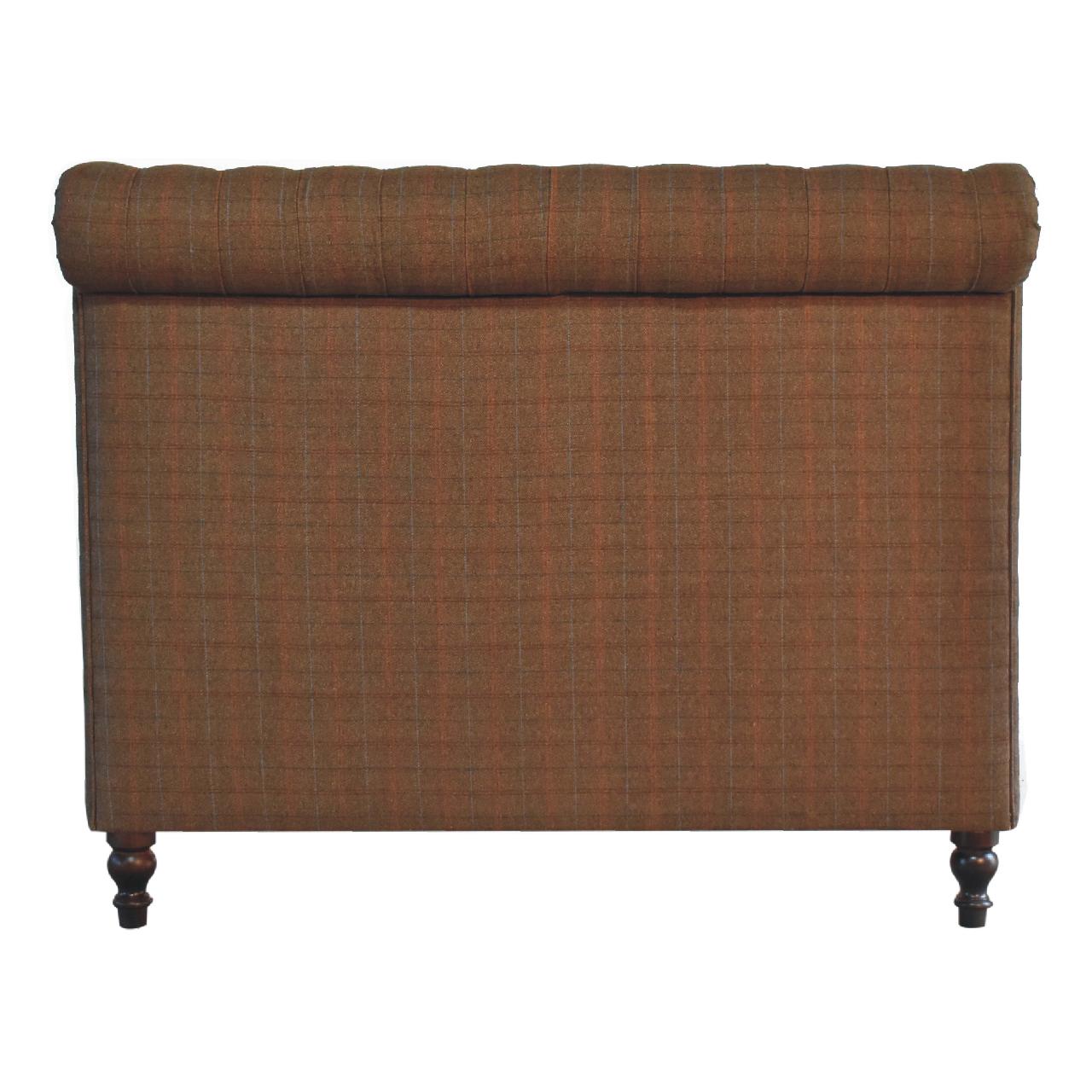 ARTISAN FURNITURE Multi Tweed DOUBLE Bed in Solid Mango Wood, B-Corp Certified, 150x220 cm