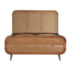 ARTISAN FURNITURE Oak Finish DOUBLE Rattan Bed in Solid Mango Wood, 145x198 cm