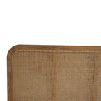 ARTISAN FURNITURE Oak Finish DOUBLE Rattan Bed in Solid Mango Wood, 145x198 cm