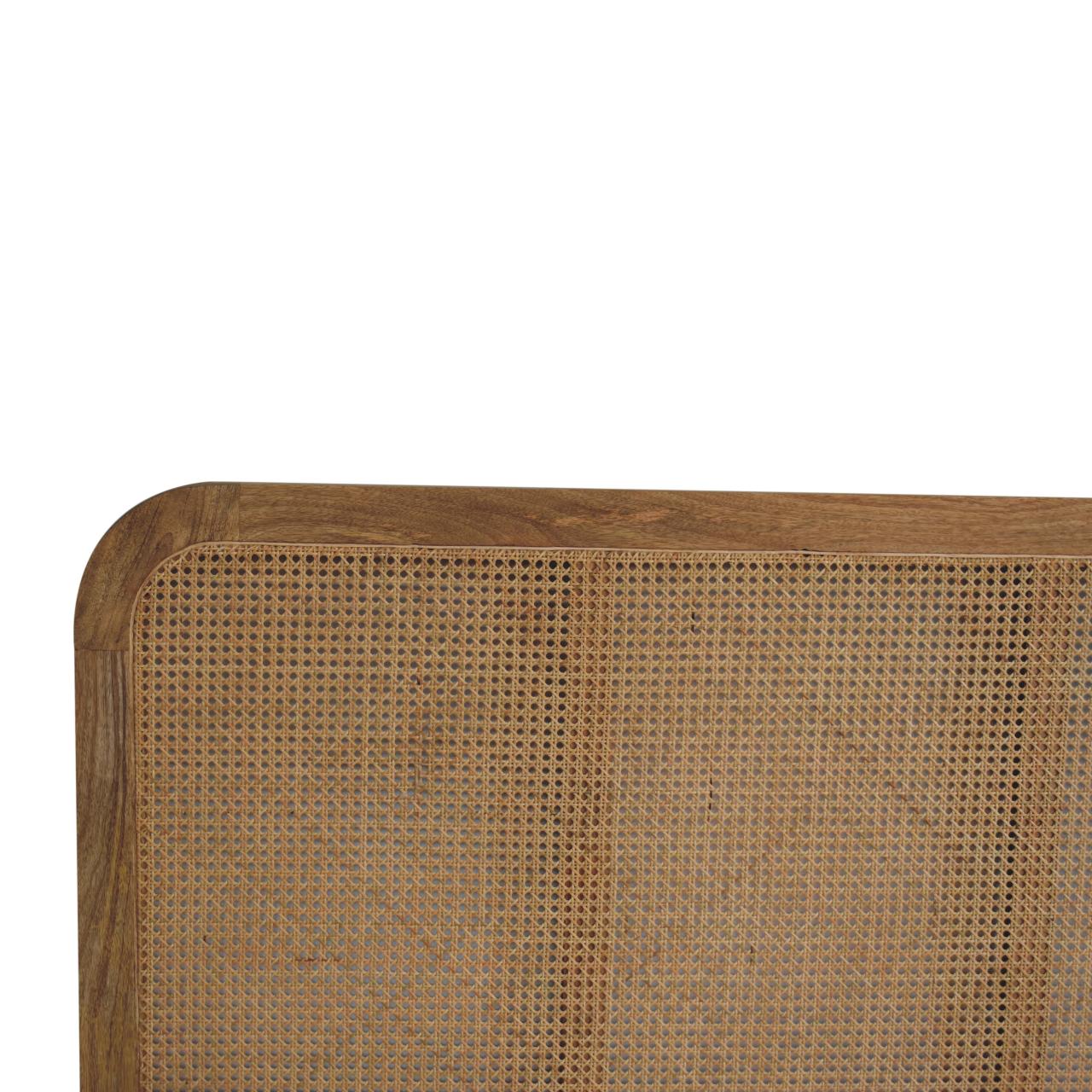ARTISAN FURNITURE Oak Finish DOUBLE Rattan Bed in Solid Mango Wood, 145x198 cm