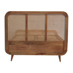 ARTISAN FURNITURE Oak Finish DOUBLE Rattan Bed in Solid Mango Wood, 145x198 cm