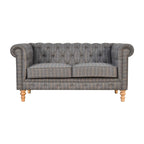 ARTISAN FURNITURE Pewter Tweed 2-Seater Handcrafted Chesterfield Sofa in Solid Mango Wood, B-Corp Certified, 150 x 76 x 80 cm