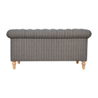 ARTISAN FURNITURE Pewter Tweed 2-Seater Handcrafted Chesterfield Sofa in Solid Mango Wood, B-Corp Certified, 150 x 76 x 80 cm
