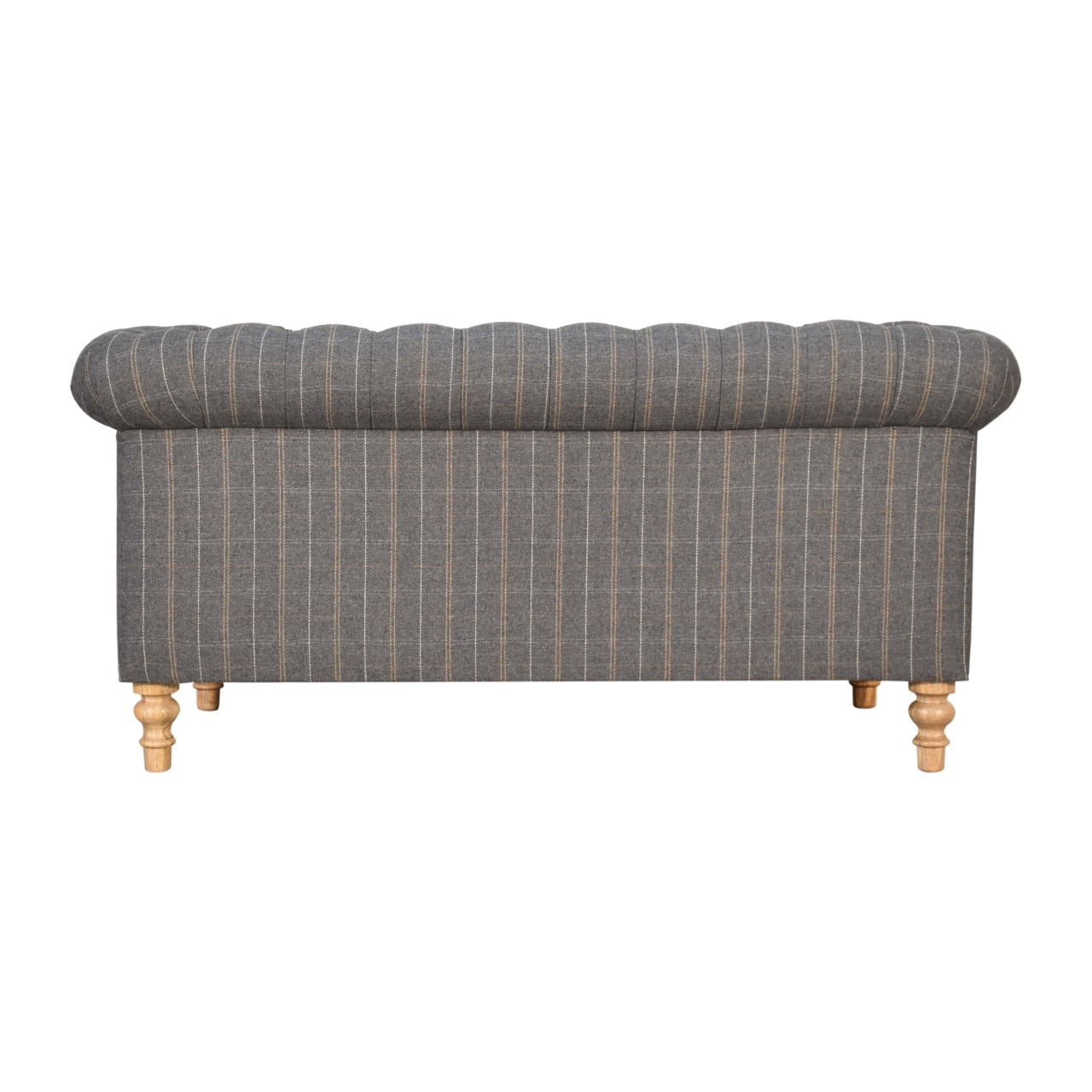ARTISAN FURNITURE Pewter Tweed 2-Seater Handcrafted Chesterfield Sofa in Solid Mango Wood, B-Corp Certified, 150 x 76 x 80 cm