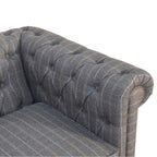 ARTISAN FURNITURE Pewter Tweed 2-Seater Handcrafted Chesterfield Sofa in Solid Mango Wood, B-Corp Certified, 150 x 76 x 80 cm