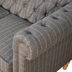 ARTISAN FURNITURE Pewter Tweed 2-Seater Handcrafted Chesterfield Sofa in Solid Mango Wood, B-Corp Certified, 150 x 76 x 80 cm